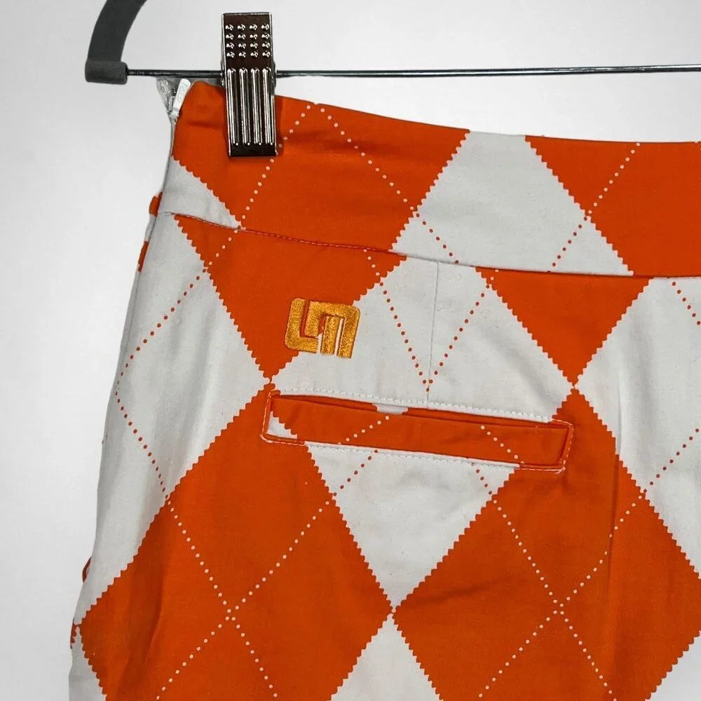 LOUDMOUTH 4 Orange‎ and White Argyle Women's Classic Skirt/Skort Golf Vacation